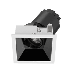 SENSE square fixed downlight in white/silver finish