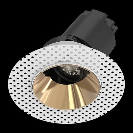 SENSE trimless round downlight with gold reflector